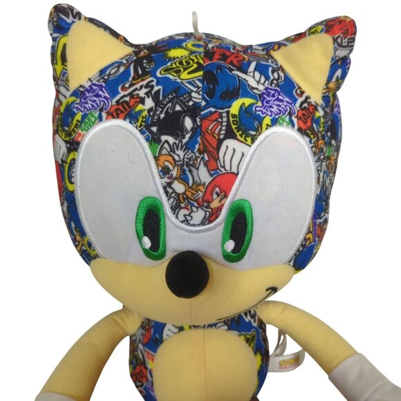 Toy Factory Sonic‎ The Hedgehog Plush Toy 18" Sticker Bomb Design Multicolor - Picture 5 of 15